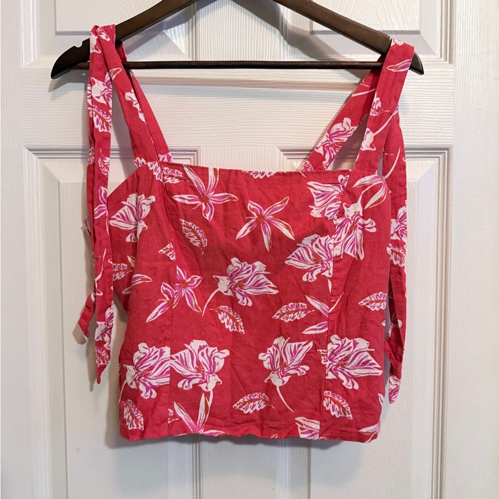 Joie Pink Floral Tie-Strap Tank Top
